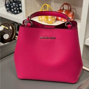 Michael Kors Pink Shoulder Bag with Silver Hardware